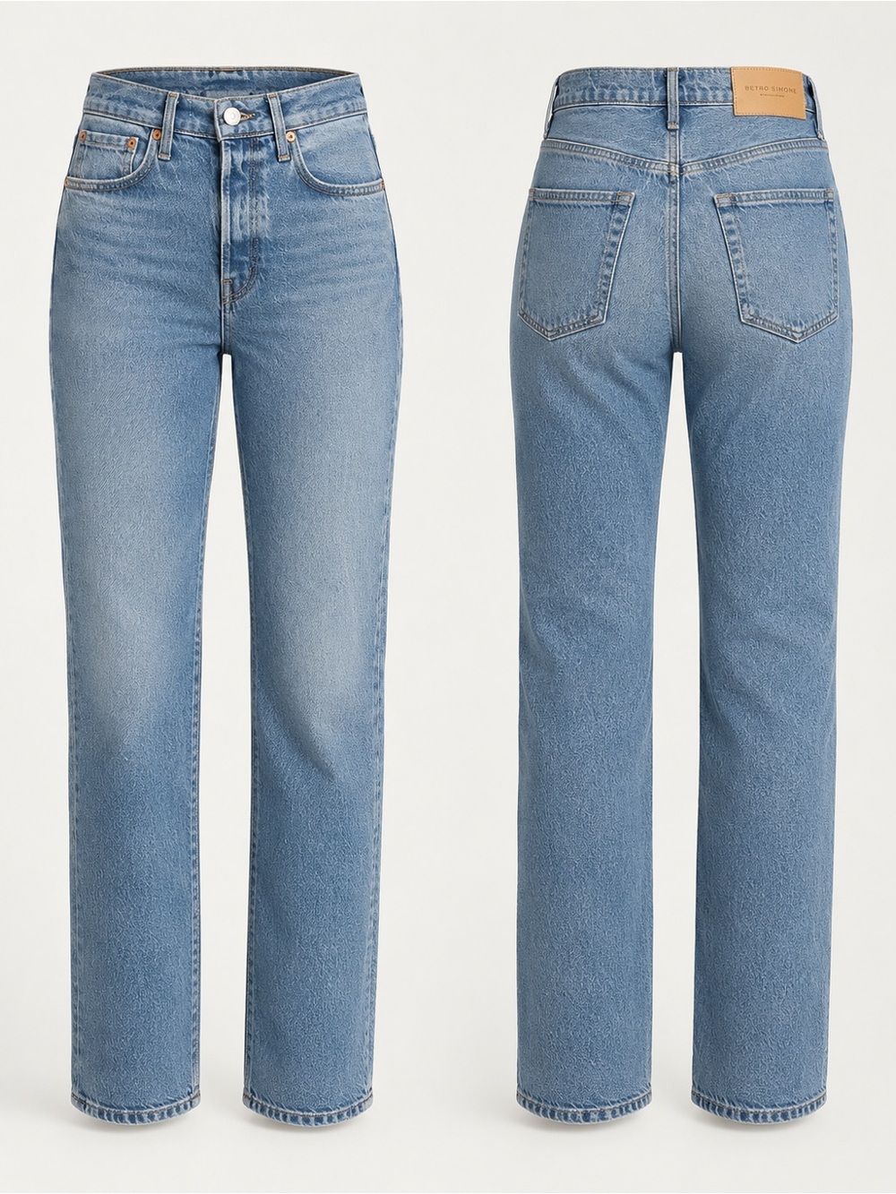 Betro Simone Lindsey Straight Leg Jeans Size 29 Made in USA Light Wash High Rise